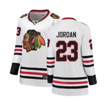 Women Chicago Blackhawks #23 Michael Jordan Authentic White Away Fanatics Branded Breakaway NHL Jersey