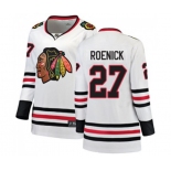 Women Chicago Blackhawks #27 Jeremy Roenick Authentic White Away Fanatics Branded Breakaway NHL Jersey