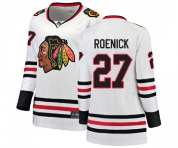 Women Chicago Blackhawks #27 Jeremy Roenick Authentic White Away Fanatics Branded Breakaway NHL Jersey