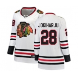 Women Chicago Blackhawks #28 Henri Jokiharju Authentic White Away Fanatics Branded Breakaway NHL Jersey