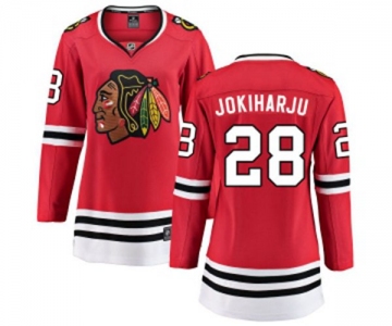 Women Chicago Blackhawks #28 Henri Jokiharju Fanatics Branded Red Home Breakaway NHL Jersey