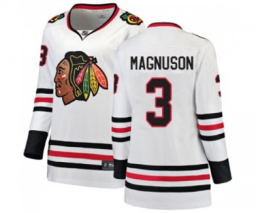 Women Chicago Blackhawks #3 Keith Magnuson Authentic White Away Fanatics Branded Breakaway NHL Jersey