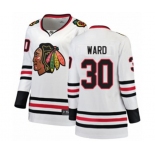 Women Chicago Blackhawks #30 Cam Ward Authentic White Away Fanatics Branded Breakaway NHL Jersey