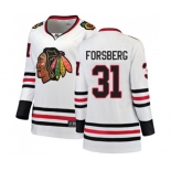 Women Chicago Blackhawks #31 Anton Forsberg Authentic White Away Fanatics Branded Breakaway NHL Jersey