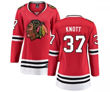 Women Chicago Blackhawks #37 Graham Knott Fanatics Branded Red Home Breakaway NHL Jersey