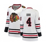 Women Chicago Blackhawks #4 Bobby Orr Authentic White Away Fanatics Branded Breakaway NHL Jersey