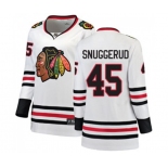 Women Chicago Blackhawks #45 Luc Snuggerud Authentic White Away Fanatics Branded Breakaway NHL Jersey