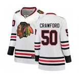 Women Chicago Blackhawks #50 Corey Crawford Authentic White Away Fanatics Branded Breakaway NHL Jersey