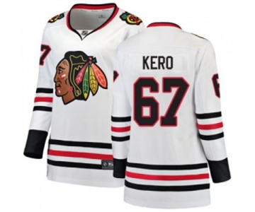 Women Chicago Blackhawks #67 Tanner Kero Authentic White Away Fanatics Branded Breakaway NHL Jersey