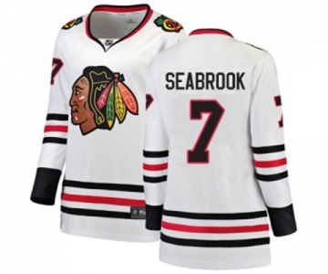 Women Chicago Blackhawks #7 Brent Seabrook Authentic White Away Fanatics Branded Breakaway NHL Jersey