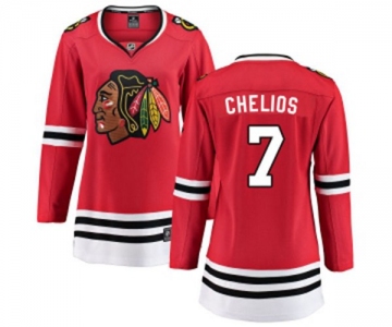 Women Chicago Blackhawks #7 Chris Chelios Fanatics Branded Red Home Breakaway NHL Jersey