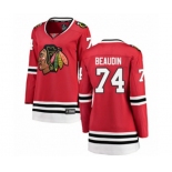 Women Chicago Blackhawks #74 Nicolas Beaudin Authentic Red Home Fanatics Branded Breakaway NHL Jersey