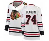 Women Chicago Blackhawks #74 Nicolas Beaudin Authentic White Away Fanatics Branded Breakaway NHL Jersey