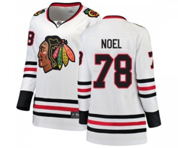 Women Chicago Blackhawks #78 Nathan Noel Authentic White Away Fanatics Branded Breakaway NHL Jersey