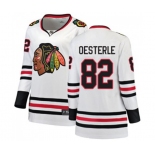 Women Chicago Blackhawks #82 Jordan Oesterle Authentic White Away Fanatics Branded Breakaway NHL Jersey