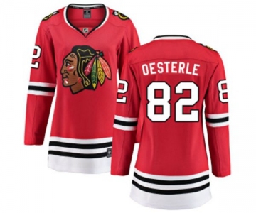 Women Chicago Blackhawks #82 Jordan Oesterle Fanatics Branded Red Home Breakaway NHL Jersey