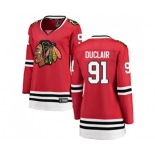 Women Chicago Blackhawks #91 Anthony Duclair Authentic Red Home Fanatics Branded Breakaway NHL Jersey