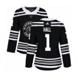 Women's Adidas Chicago Blackhawks #1 Glenn Hall Authentic Black 2019 Winter Classic NHL Jersey