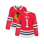 Women's Adidas Chicago Blackhawks #1 Glenn Hall Authentic Red Home NHL Jersey