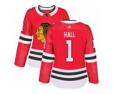 Women's Adidas Chicago Blackhawks #1 Glenn Hall Authentic Red Home NHL Jersey