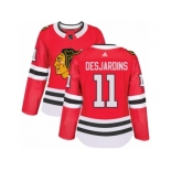 Women's Adidas Chicago Blackhawks #11 Andrew Desjardins Premier Red Home NHL Jersey