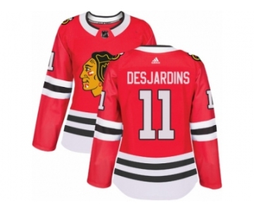 Women's Adidas Chicago Blackhawks #11 Andrew Desjardins Premier Red Home NHL Jersey