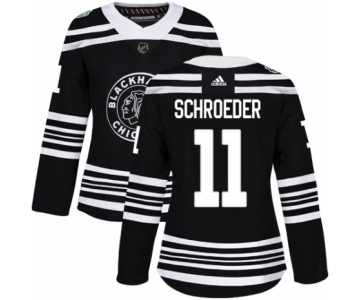 Women's Adidas Chicago Blackhawks #11 Jordan Schroeder Authentic Black 2019 Winter Classic NHL Jersey