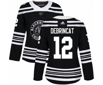 Women's Adidas Chicago Blackhawks #12 Alex DeBrincat Authentic Black 2019 Winter Classic NHL Jersey