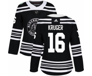 Women's Adidas Chicago Blackhawks #16 Marcus Kruger Authentic Black 2019 Winter Classic NHL Jersey