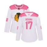 Women's Adidas Chicago Blackhawks #17 Lance Bouma Authentic White Pink Fashion NHL Jersey