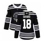 Women's Adidas Chicago Blackhawks #18 Denis Savard Authentic Black 2019 Winter Classic NHL Jersey