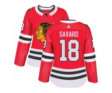 Women's Adidas Chicago Blackhawks #18 Denis Savard Authentic Red Home NHL Jersey