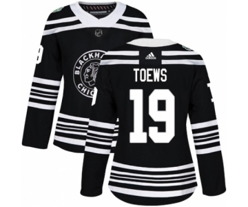 Women's Adidas Chicago Blackhawks #19 Jonathan Toews Authentic Black 2019 Winter Classic NHL Jersey