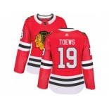 Women's Adidas Chicago Blackhawks #19 Jonathan Toews Authentic Red Home NHL Jersey