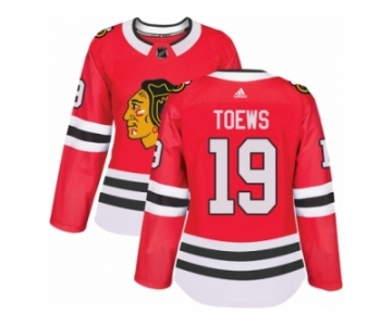 Women's Adidas Chicago Blackhawks #19 Jonathan Toews Authentic Red Home NHL Jersey