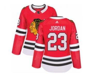 Women's Adidas Chicago Blackhawks #23 Michael Jordan Authentic Red Home NHL Jersey