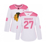 Women's Adidas Chicago Blackhawks #27 Adam Boqvist Authentic White Pink Fashion NHL Jersey