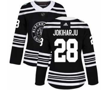 Women's Adidas Chicago Blackhawks #28 Henri Jokiharju Authentic Black 2019 Winter Classic NHL Jersey