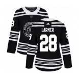 Women's Adidas Chicago Blackhawks #28 Steve Larmer Authentic Black 2019 Winter Classic NHL Jersey