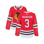 Women's Adidas Chicago Blackhawks #3 Keith Magnuson Premier Red Home NHL Jersey