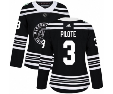 Women's Adidas Chicago Blackhawks #3 Pierre Pilote Authentic Black 2019 Winter Classic NHL Jersey