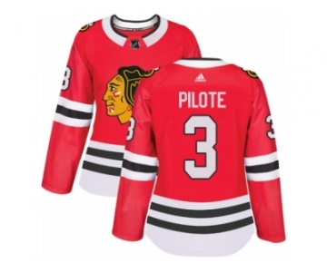 Women's Adidas Chicago Blackhawks #3 Pierre Pilote Authentic Red Home NHL Jersey