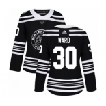 Women's Adidas Chicago Blackhawks #30 Cam Ward Authentic Black 2019 Winter Classic NHL Jersey