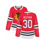 Women's Adidas Chicago Blackhawks #30 ED Belfour Premier Red Home NHL Jersey