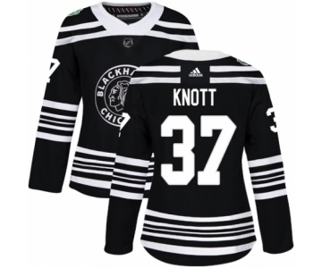 Women's Adidas Chicago Blackhawks #37 Graham Knott Authentic Black 2019 Winter Classic NHL Jersey