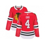 Women's Adidas Chicago Blackhawks #4 Bobby Orr Premier Red Home NHL Jersey