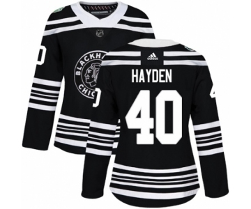 Women's Adidas Chicago Blackhawks #40 John Hayden Authentic Black 2019 Winter Classic NHL Jersey