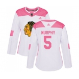 Women's Adidas Chicago Blackhawks #5 Connor Murphy Authentic White Pink Fashion NHL Jersey