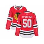 Women's Adidas Chicago Blackhawks #50 Corey Crawford Authentic Red Home NHL Jersey