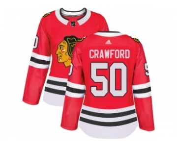 Women's Adidas Chicago Blackhawks #50 Corey Crawford Authentic Red Home NHL Jersey